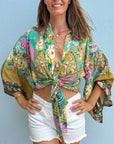 Giulia – Vert rose : Kimono court d’été, léger et élégant