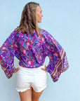 Giulia – Violet : Kimono court d’été, léger et élégant