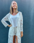 Romy - Kimono long en broderie dentelle, élégance et légèreté