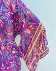 Giulia — Ensemble kimono court & pantalon fluide imprimé - Brume de lavande