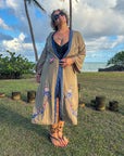 Charlize - Vert olive : Kimono long bohème, fluide et élégant en toute occasion