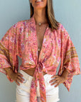 Giulia – Rose : Kimono court d’été, léger et élégant