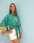 Giulia – Turquoise : Kimono court d’été, léger et élégant