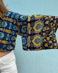 Giulia – Bleu jaune : Kimono court d’été, léger et élégant
