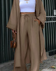 Naïa — Kimono & Plain Flowing Pants Set - Terre serene - One size M still available, write to us!