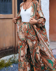 Naïa — Ensemble kimono & pantalon fluide imprimé - Ambre sauvage
