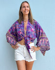 Giulia – Violet : Kimono court d’été, léger et élégant