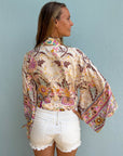 Giulia – Beige rose : Kimono court d’été, léger et élégant