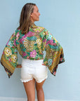 Giulia – Vert rose : Kimono court d’été, léger et élégant