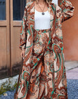 Naïa — Ensemble kimono & pantalon fluide imprimé - Ambre sauvage