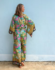 Giulia — Ensemble kimono court & pantalon fluide imprimé - Éveil Botanique