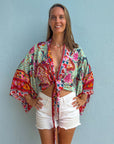 Giulia – Fleur de menthe : Kimono court d’été, léger et élégant