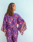 Giulia — Ensemble kimono court & pantalon fluide imprimé - Brume de lavande