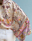 Giulia – Beige rose : Kimono court d’été, léger et élégant