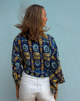 Giulia – Bleu jaune : Kimono court d’été, léger et élégant