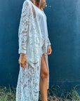 Romy - Kimono long en broderie dentelle, élégance et légèreté