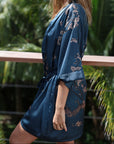 Angie - Midnight Moon: Short and elegant satin kimono