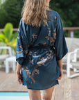Angie - Midnight Moon: Short and elegant satin kimono