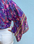 Giulia – Violet : Kimono court d’été, léger et élégant