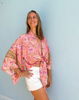 Giulia – Rose : Kimono court d’été, léger et élégant