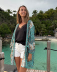 Alba - Turquoise : Kimono court bohème léger et élégant en toute occasion
