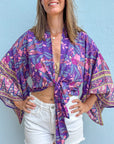 Giulia – Violet : Kimono court d’été, léger et élégant