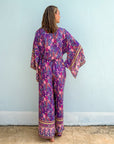 Giulia — Ensemble kimono court & pantalon fluide imprimé - Brume de lavande