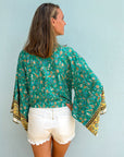 Giulia – Turquoise : Kimono court d’été, léger et élégant