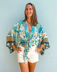 Giulia – Bleu ciel : Kimono court d’été, léger et élégant
