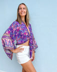 Giulia – Violet : Kimono court d’été, léger et élégant