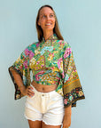 Giulia – Vert rose : Kimono court d’été, léger et élégant