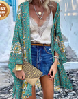 Alba - Turquoise : Kimono court bohème léger et élégant en toute occasion