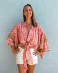 Giulia – Rose : Kimono court d’été, léger et élégant