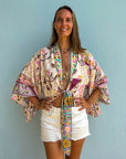 Giulia – Beige rose : Kimono court d’été, léger et élégant