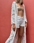 Romy - Kimono long en broderie dentelle, élégance et légèreté