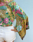 Giulia – Vert rose : Kimono court d’été, léger et élégant