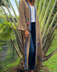 Charlize - Vert olive : Kimono long bohème, fluide et élégant en toute occasion