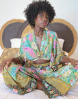 Giulia — Ensemble kimono court & pantalon fluide imprimé - Éveil Botanique