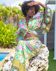 Giulia — Ensemble kimono court & pantalon fluide imprimé - Éveil Botanique
