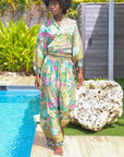 Giulia — Ensemble kimono court & pantalon fluide imprimé - Éveil Botanique