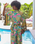 Giulia — Short kimono & printed flowing pants set - Botanical Awakening