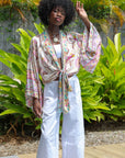 Giulia – Beige rose : Kimono court d’été, léger et élégant