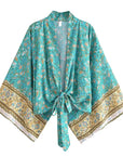 Giulia – Turquoise : Kimono court d’été, léger et élégant