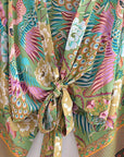 Giulia – Vert rose : Kimono court d’été, léger et élégant