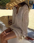 Soléa — Robe de plage dorée en maille légère