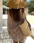 Soléa — Robe de plage dorée en maille légère