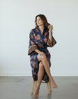 Sanur – Floral Blue: Long Silk Kimono