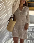 Soléa — Robe de plage dorée en maille légère