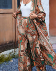 Naïa — Ensemble kimono & pantalon fluide imprimé - Ambre sauvage