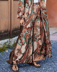 Naïa — Ensemble kimono & pantalon fluide imprimé - Ambre sauvage